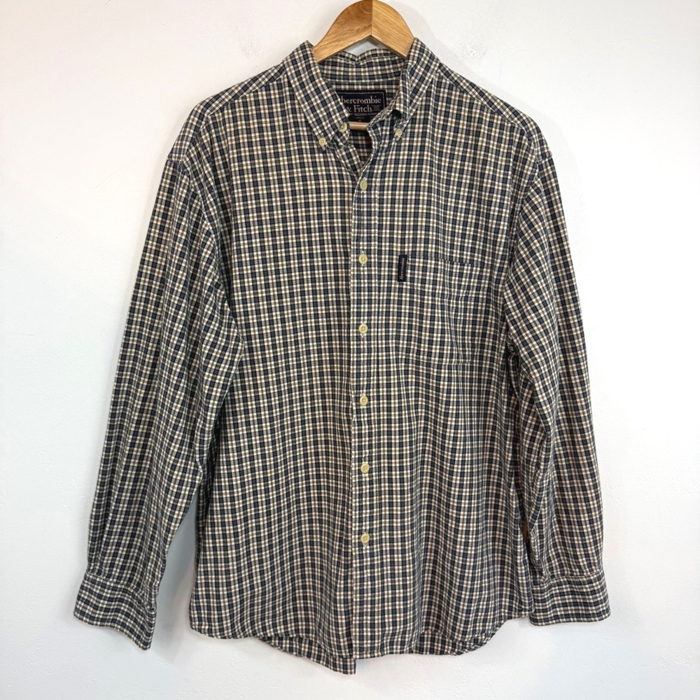 Vintage Abercrombie & Fitch Plaid Shirt M Academia 90s Preppy Button Down Cotton